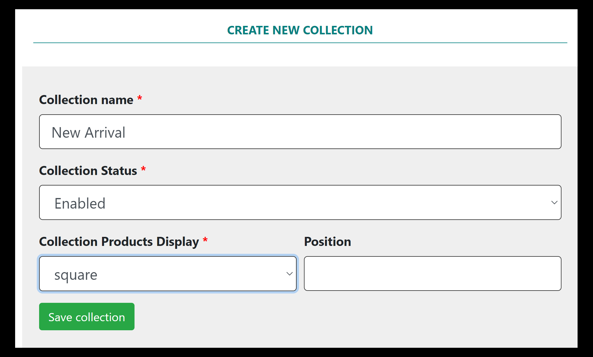 collections form